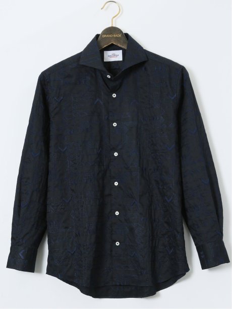 【大きいサイズ】ガリポリカミチェリア/GALLIPOLI camiceria 綿刺繍 カッタウェイ長袖シャツ