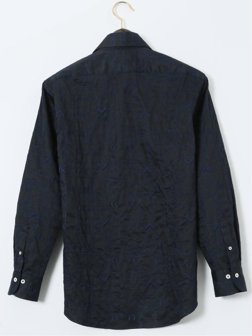 【大きいサイズ】ガリポリカミチェリア/GALLIPOLI camiceria 綿刺繍 カッタウェイ長袖シャツ