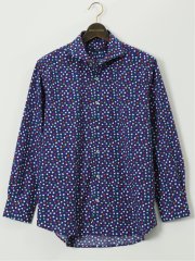 【大きいサイズ】ジーステージ/G-stage ストレッチ ドット柄 カッタウェイ 長袖 シャツ