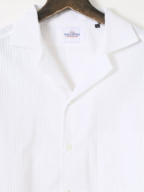 【大きいサイズ】ガリポリカミチェリア/GALLIPOLI camiceria パイルサッカー オープンカラー 半袖 シャツ