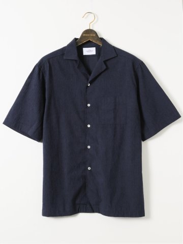 【大きいサイズ】ガリポリカミチェリア/GALLIPOLI camiceria パイルサッカー オープンカラー 半袖 シャツ