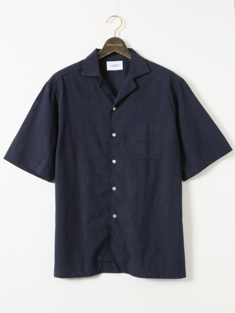 【大きいサイズ】ガリポリカミチェリア/GALLIPOLI camiceria パイルサッカー オープンカラー 半袖 シャツ