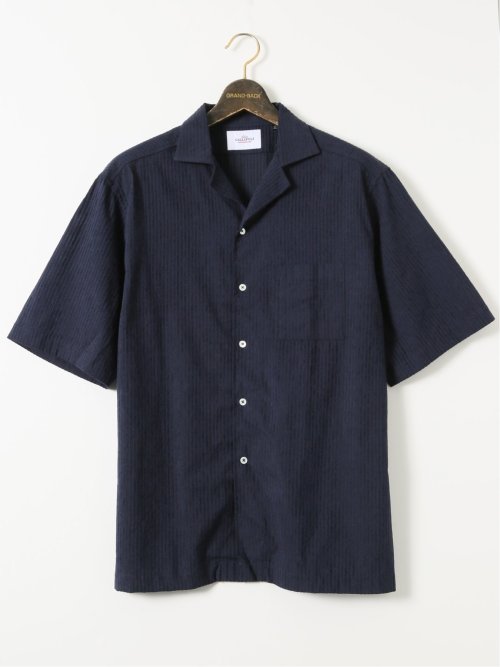 【大きいサイズ】ガリポリカミチェリア/GALLIPOLI camiceria パイルサッカー オープンカラー 半袖 シャツ