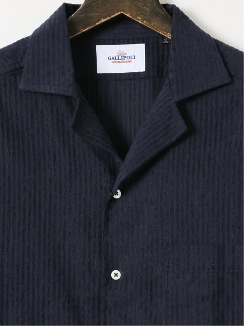 【大きいサイズ】ガリポリカミチェリア/GALLIPOLI camiceria パイルサッカー オープンカラー 半袖 シャツ