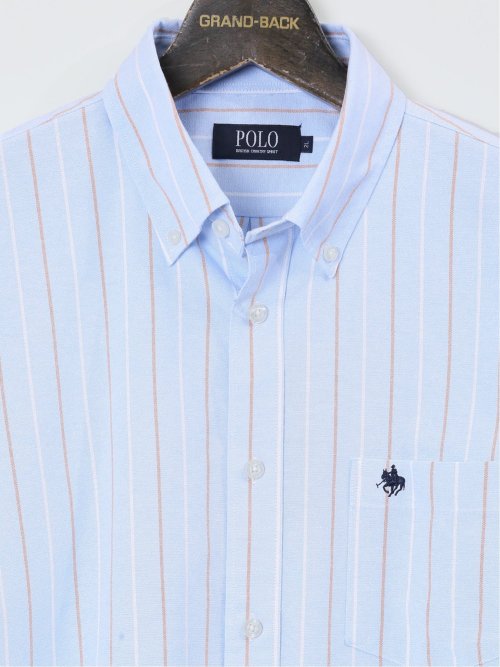 大きいサイズ】ポロ/POLO 綿混ストライプ柄 ボタンダウン長袖 大きいサイズ】ポロ/POLO 綿混ストライプ柄 ボタンダウン長袖