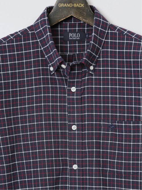【大きいサイズ】ポロ・ビーシーエス/POLO BCS 綿混 チェック&ストライプ柄 ボタンダウン長袖シャツ