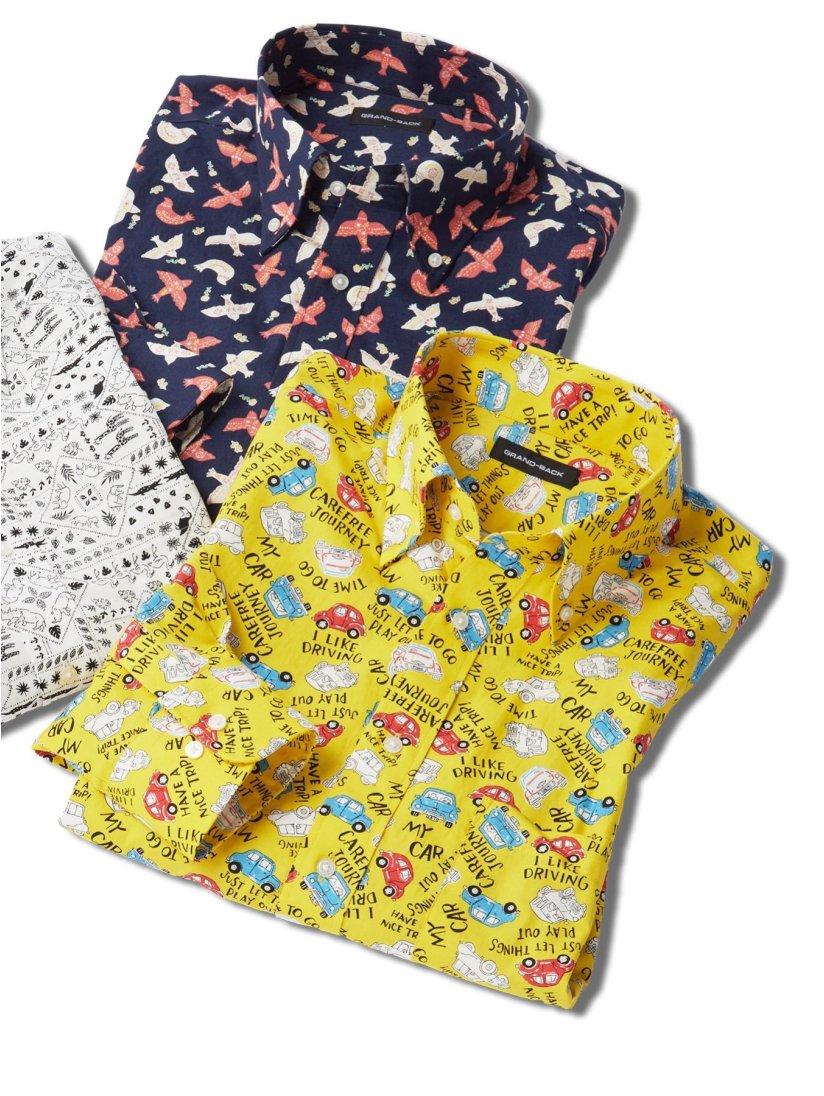 大きいサイズ グランバック Grand Back 綿プリント ボタンダウン長袖シャツ Gb 2l 40黄 トップス Taka Q Online Shop タカキューオンラインショップ 公式通販