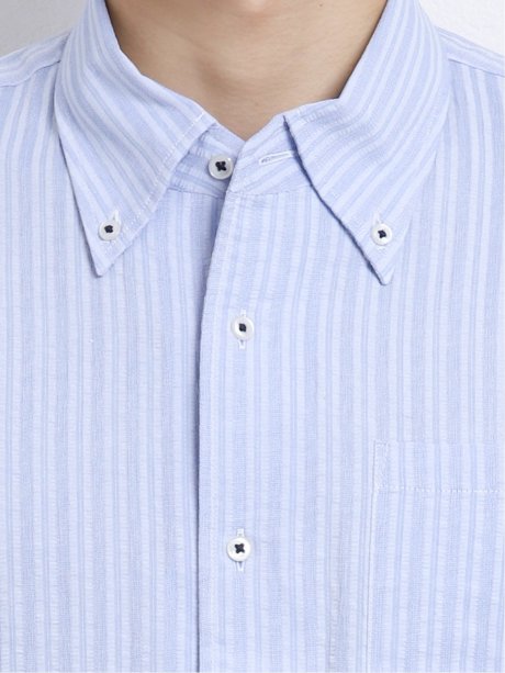 綿サッカー ワンピースボタンダウン長袖シャツ M 70青 トップス Taka Q Online Shop タカキューオンラインショップ 公式通販