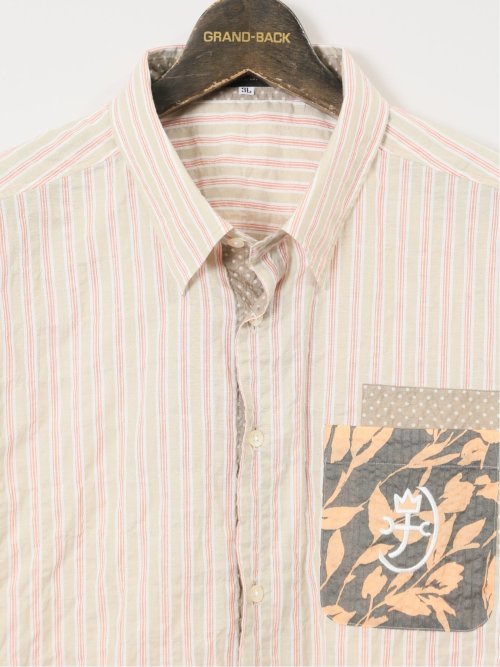 【大きいサイズ】カステルバジャック/CASTELBAJAC ストレッチ 異素材切替 半袖シャツ