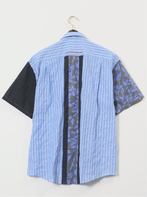 【大きいサイズ】カステルバジャック/CASTELBAJAC ストレッチ 異素材切替 半袖シャツ