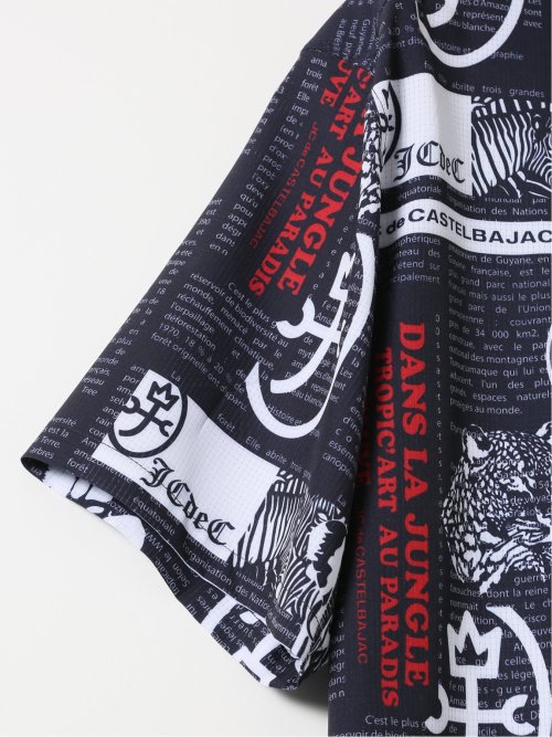 【大きいサイズ】カステルバジャック/CASTELBAJAC ストレッチ 総柄 プリント レギュラーカラー 半袖 シャツ