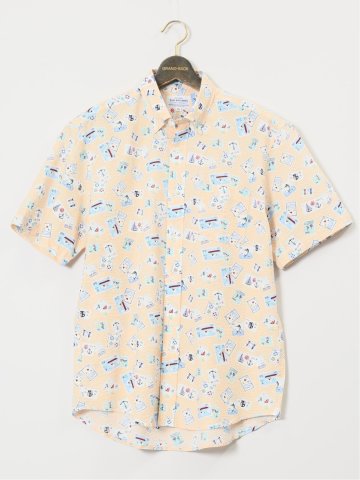 【大きいサイズ】CLASSIC THE BROWNS 日本製 綿リップル ボタンダウン半袖シャツ