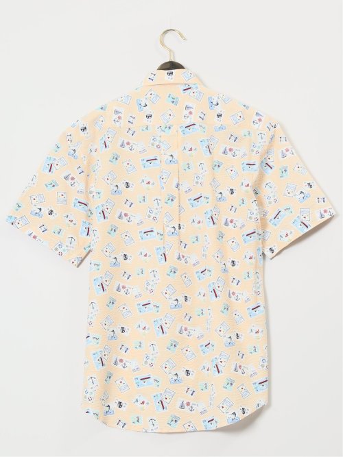 【大きいサイズ】CLASSIC THE BROWNS 日本製 綿リップル ボタンダウン半袖シャツ