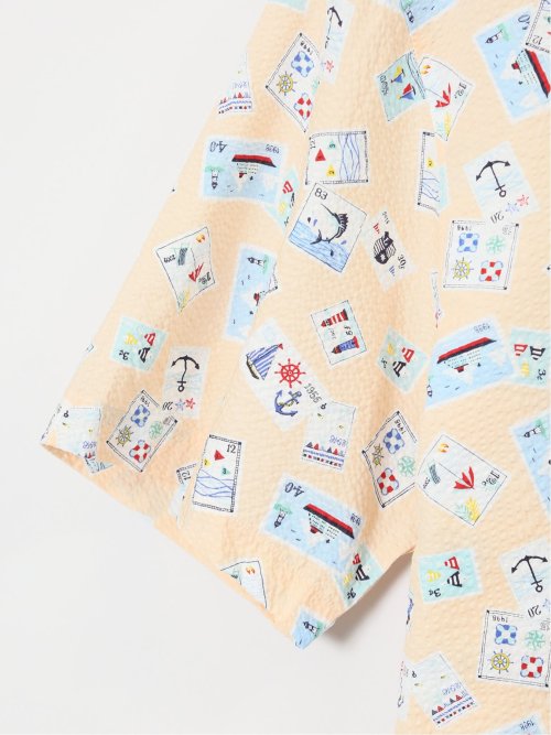 【大きいサイズ】CLASSIC THE BROWNS 日本製 綿リップル ボタンダウン半袖シャツ