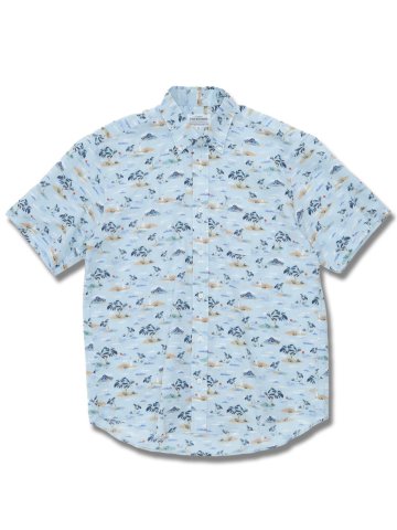 【大きいサイズ】グランバック/GRAND-BACK 綿プリント ボタンダウン半袖シャツ