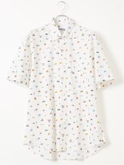 【大きいサイズ】CLASSIC THE BROWNS 日本製 綿 リップル 吸水速乾 ボタンダウン 半袖 シャツ