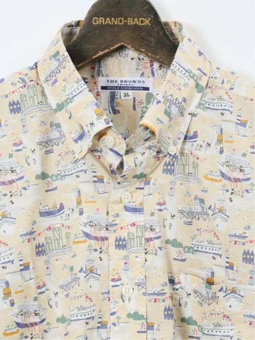 【大きいサイズ】CLASSIC THE BROWNS 日本製 綿ローン ボタンダウン長袖シャツ