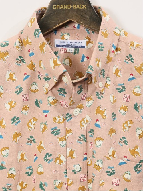 【大きいサイズ】CLASSIC THE BROWNS 日本製 綿100% ボタンダウン長袖シャツ