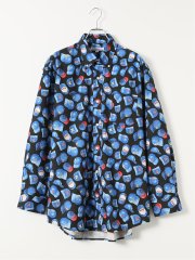 【大きいサイズ】クラシック ザ ブラウンズ シャツ メンズ 長袖 日本製 綿 コットン 総柄 プリント ボタンダウン