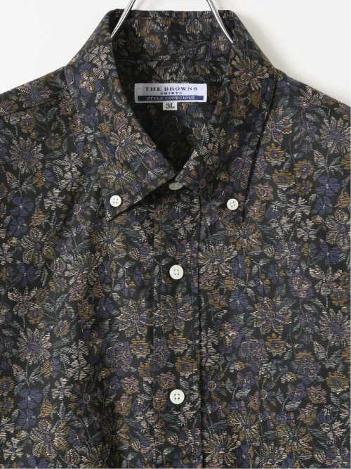 【大きいサイズ】クラシック ザ ブラウンズ シャツ メンズ 長袖 日本製 綿 ビエラ 花柄 プリント ボタンダウン