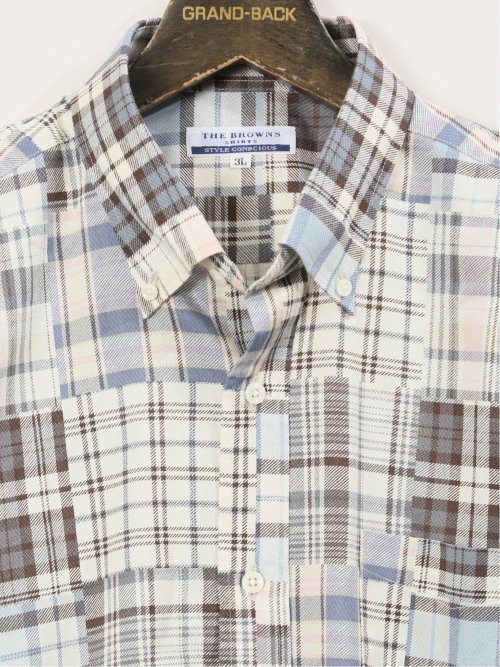 【大きいサイズ】CLASSIC THE BROWNS 日本製 綿100% ボタンダウン長袖シャツ