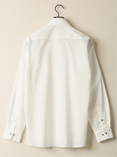 コットンタイプライター カッタウェイ長袖シャツ アイボリー