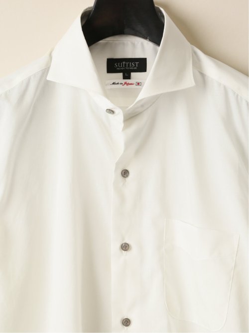 コットンタイプライター カッタウェイ長袖シャツ アイボリー