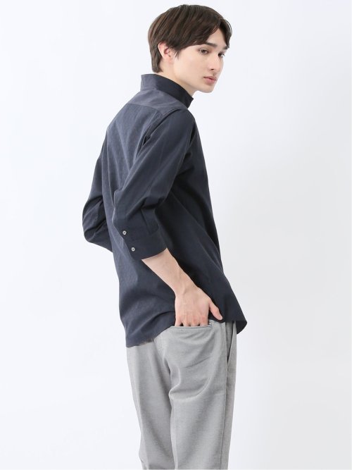 ペイズリードビー スタンドカラー7分袖シャツ