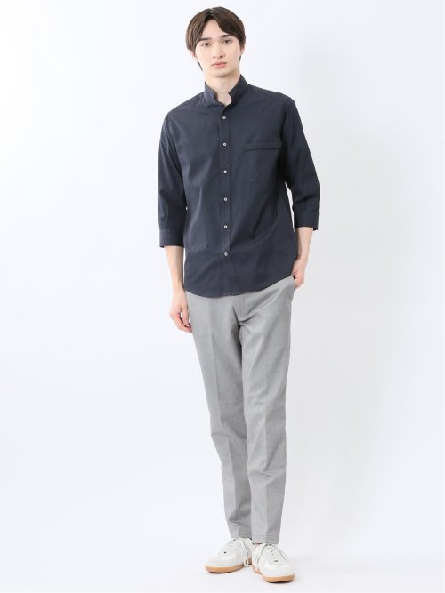 ペイズリードビー スタンドカラー7分袖シャツ