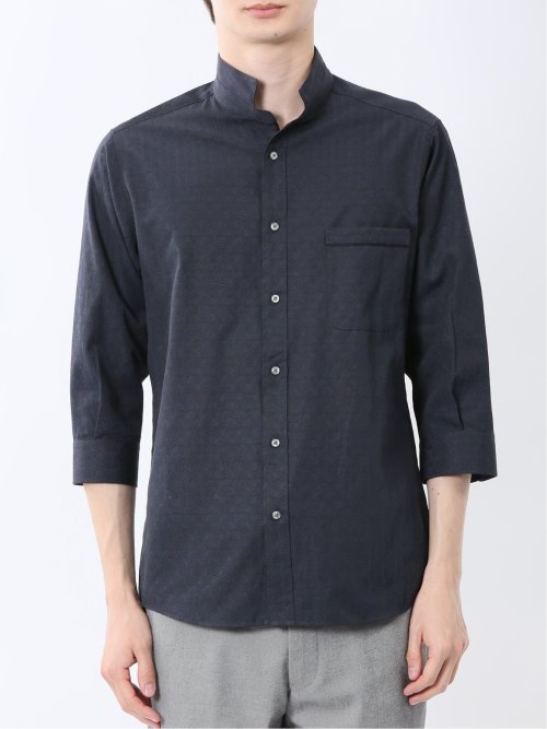 ペイズリードビー スタンドカラー7分袖シャツ