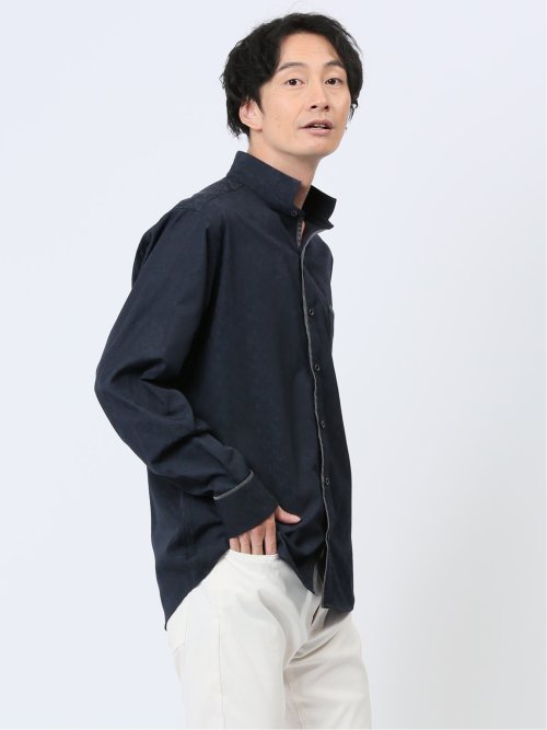 ドビー スタンドカラー長袖シャツ