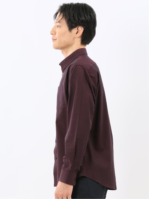 ストレッチ ジャガード レギュラーカラー長袖シャツ