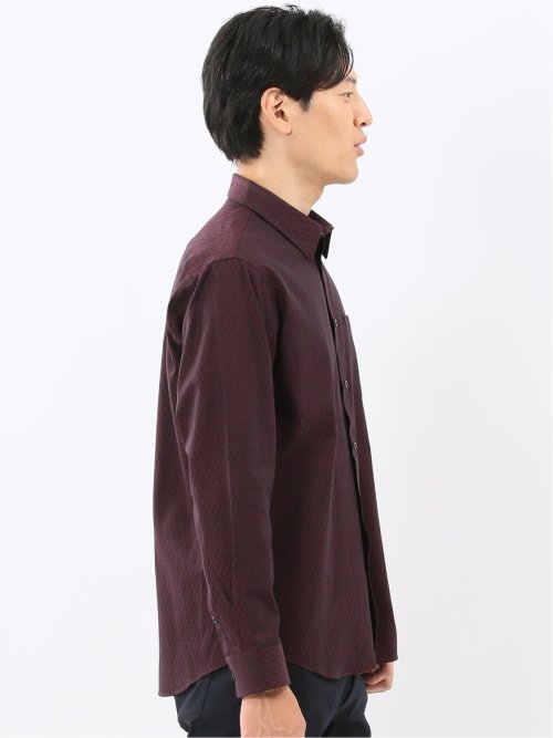 ストレッチ ジャガード レギュラーカラー長袖シャツ