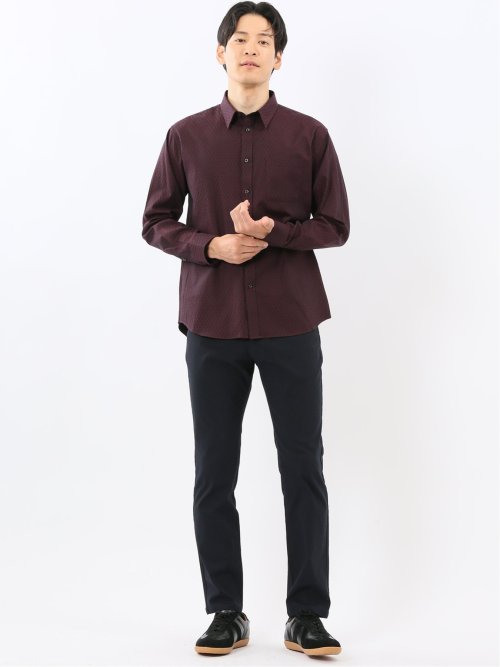 ストレッチ ジャガード レギュラーカラー長袖シャツ