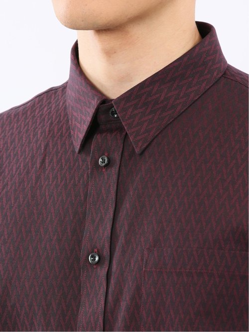 ストレッチ ジャガード レギュラーカラー長袖シャツ