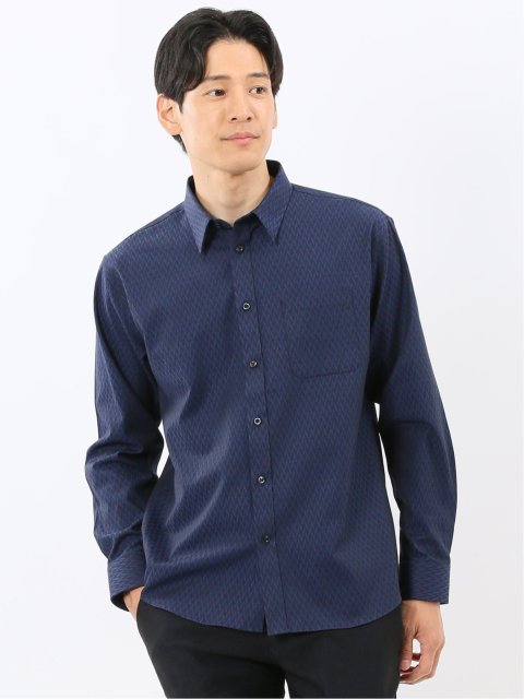 ストレッチ ジャガード レギュラーカラー長袖シャツ