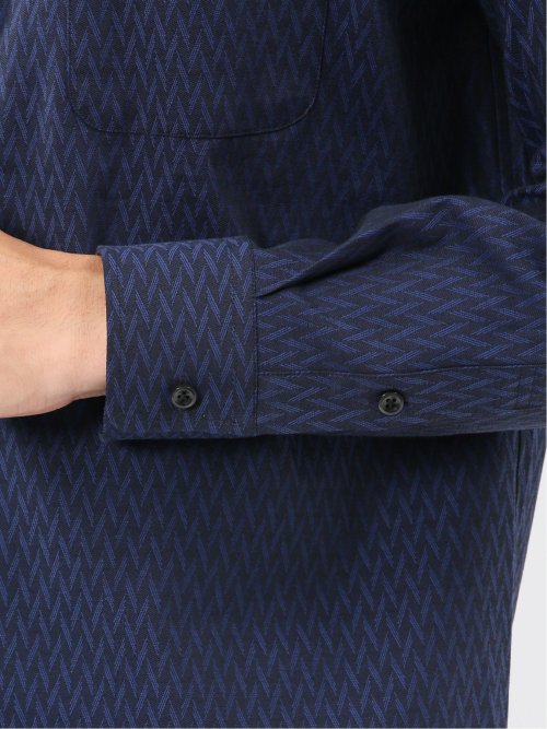 ストレッチ ジャガード レギュラーカラー長袖シャツ