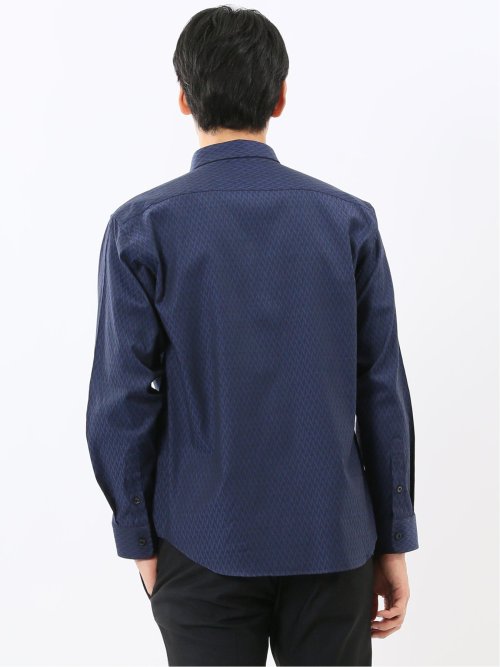 ストレッチ ジャガード レギュラーカラー長袖シャツ