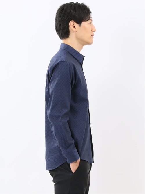 ストレッチ ジャガード レギュラーカラー長袖シャツ
