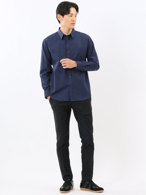 ストレッチ ジャガード レギュラーカラー長袖シャツ