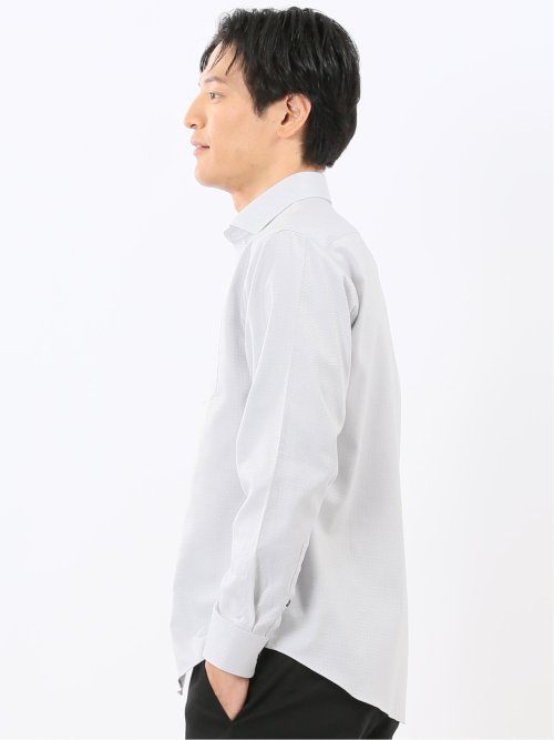 ストレッチ ジャガード ワイドカラー長袖シャツ