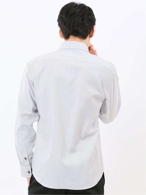 ストレッチ ジャガード ワイドカラー長袖シャツ