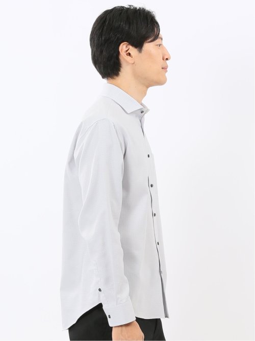 ストレッチ ジャガード ワイドカラー長袖シャツ