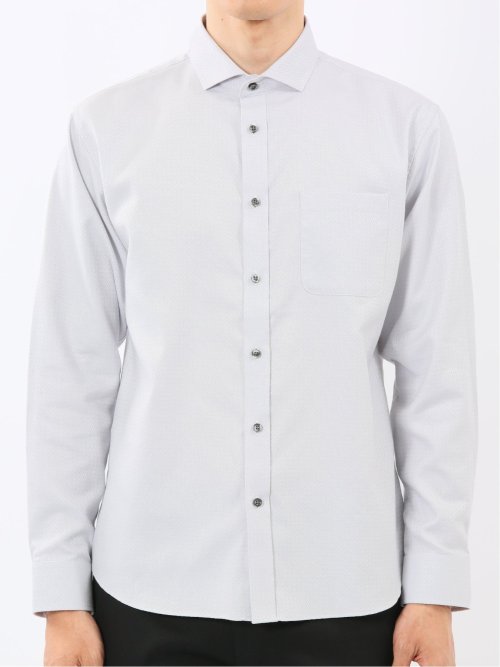 ストレッチ ジャガード ワイドカラー長袖シャツ