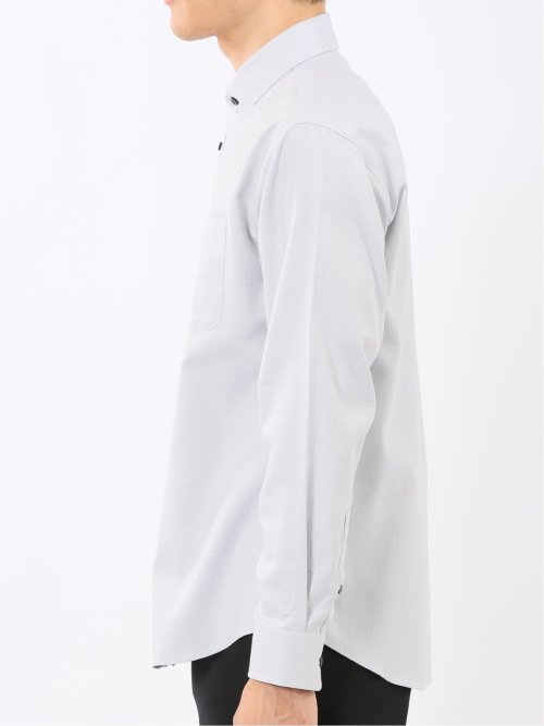 ストレッチ ジャガード ワイドカラー長袖シャツ