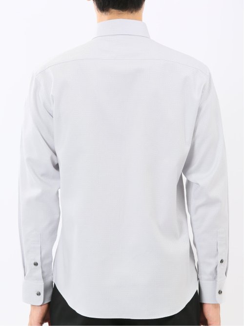 ストレッチ ジャガード ワイドカラー長袖シャツ