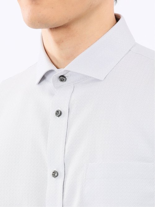 ストレッチ ジャガード ワイドカラー長袖シャツ