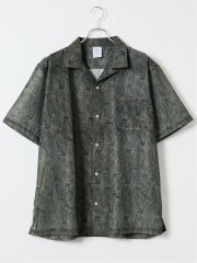 【大きいサイズ】ジェーイーモーガンロングジョーンズ/JEMORGAN LONG JOHNS オープンカラー メッシュ 総柄 半袖 シャツ