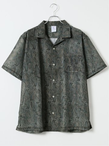 【大きいサイズ】ジェーイーモーガンロングジョーンズ/JEMORGAN LONG JOHNS オープンカラー メッシュ 総柄 半袖 シャツ