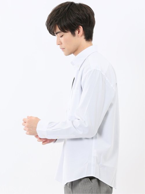 綿混オックス ボタンダウン 長袖シャツ